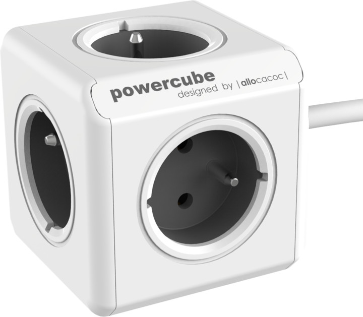 PowerCube EXTENDED prodlužovací přívod 1,5m - 5ti zásuvka, šedá