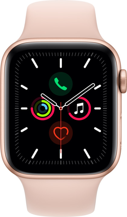Apple Watch Series 5 GPS, 44mm Gold Aluminium Case with Pink Sand Sport Band - S/M &amp; M/L_624620661