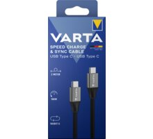 VARTA kabel USB-C - USB-C, 100W, 2m, černá 57936101111
