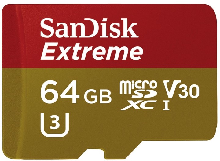 SanDisk Micro SDXC Extreme pro akční kamery 64GB UHS-I V30 + SD adaptér_760090933