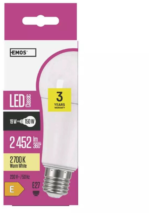 Emos LED žárovka Classic A67 19W, 2452lm, E27, teplá bílá_1066025803