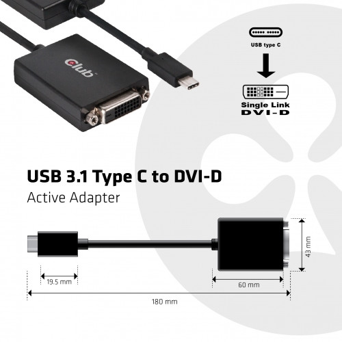 Club3D USB 3.1 TYPE C na DVI-D, aktivní převodník_1774461337