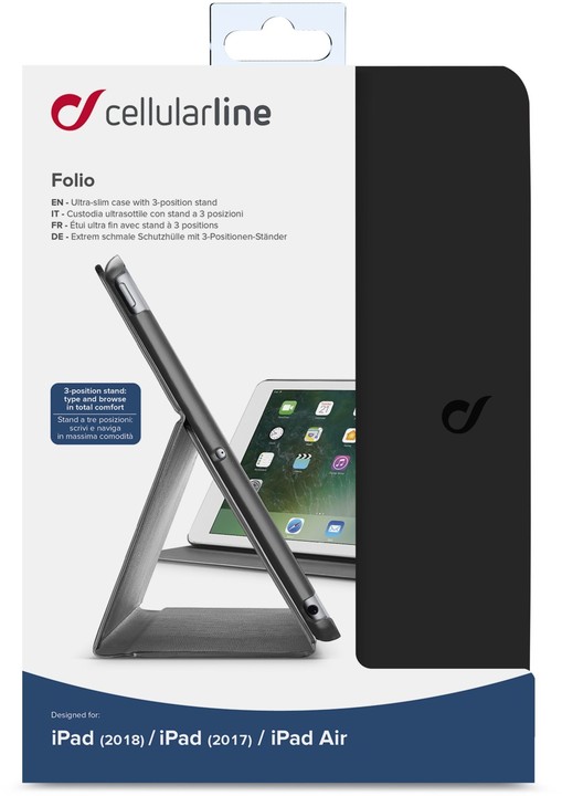 CellularLine Pouzdro se stojánkem FOLIO pro Apple iPad 9,7&quot; (2018), černé_179690149