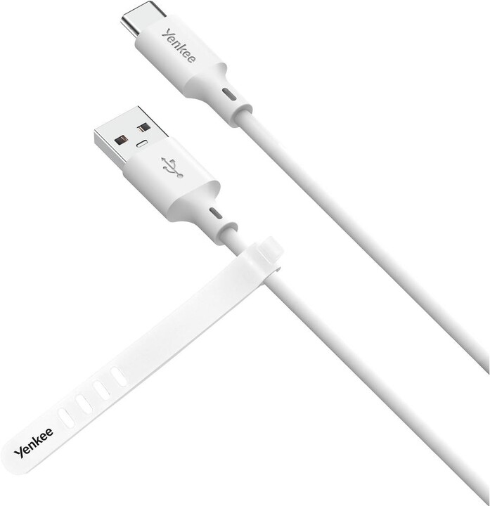 YENKEE kabel YCU 315 WH SILIC USB-A - USB-C, USB 2.0, 1.5m, bílá_399274065