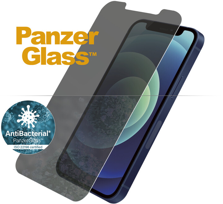 PanzerGlass ochranné sklo Standard Privacy pro iPhone 12 mini, antibakteriální, 0.4mm, čirá_1480634398