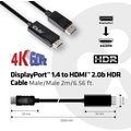 Club3D kabel DisplayPort 1.4 na HDMI 2.0b (M/M), 2m, aktivní_1711179468