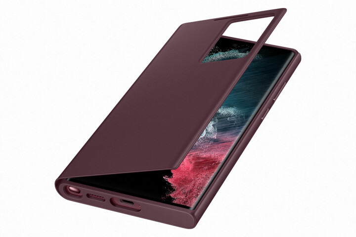 Samsung flipové pouzdro Clear View pro Galaxy S22 Ultra, červená_1023140598