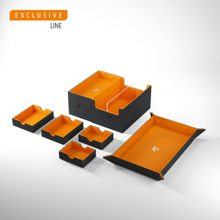 Krabička na karty Gamegenic - Cards Lair 600+, konvertibilní systém, černá/oranžová