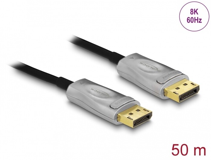 DeLock kabel aktivní optický DisplayPort - DisplayPort, M/M, 8K@60Hz, 50m, černá_1647414225