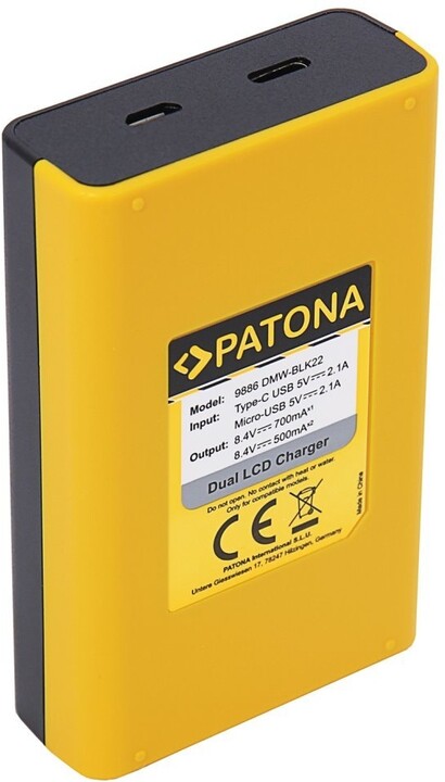 PATONA nabíječka Quick Dual pro Panasonic DMW-BLK22, USB, černá_1036761126
