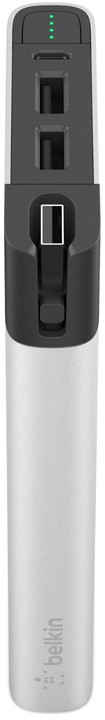 Belkin MIXIT Power RockStar 10000 Powerbank, 2xUSB + 1x Lightning &amp; 1 Micro-USB kabel - stříbrný_356471758