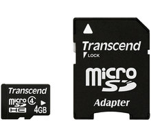 Transcend Micro SDHC 4GB Class 4 + adaptér TS4GUSDHC4