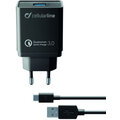 CellularLine nabíjecí set USB adaptéru a USB-C kabelu Qualcomm® Quick Charge™ 3.0, 18W, černá_398150950