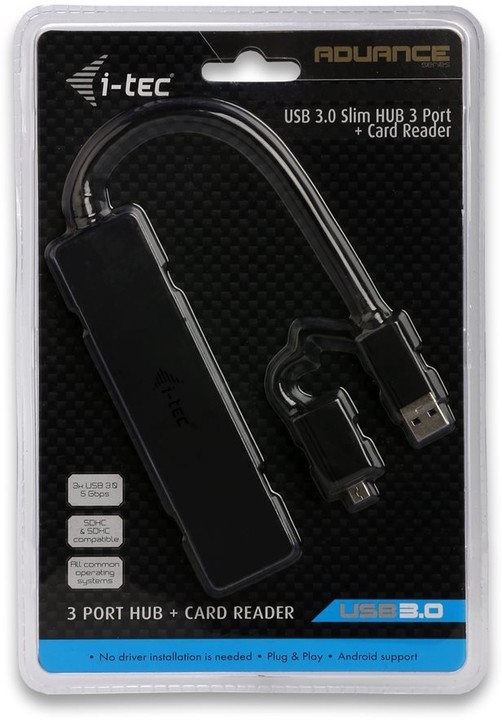 i-tec USB 3.0 Slim HUB 3 Port + Card Reader and OTG Adapter_508366983