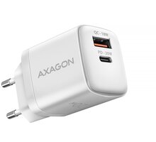 AXAGON síťová nabíječka ACU-PQ20, USB-A, USB-C, PD3.0/PPS/QC4+/AFC/Apple, 20W, bílá ACU-PQ20W