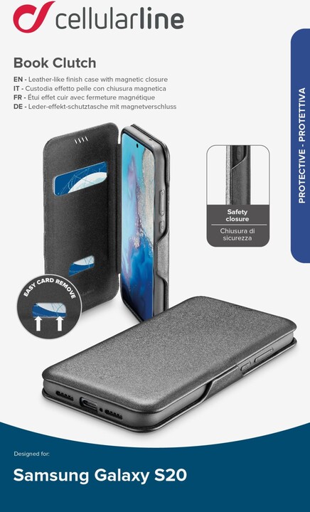 CellularLine pouzdro typu kniha Book Clutch pro Samsung Galaxy S20, černá_586976772