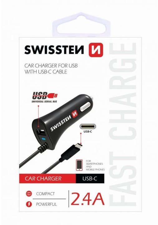 SWISSTEN autonabíječka USB-C a USB 2,4A Power_810192637