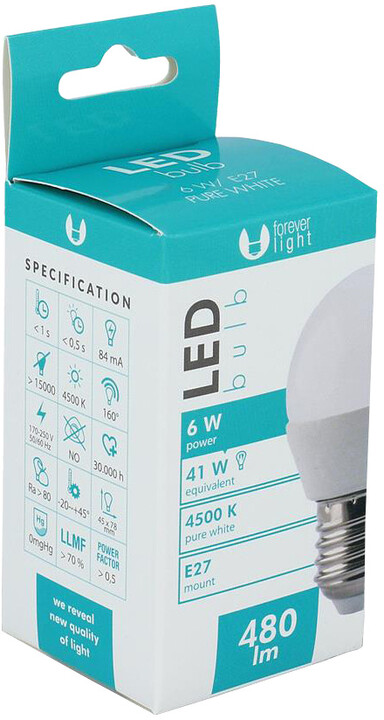 Forever LED žárovka G45 E27 6W (4500K), bílá_1795547426