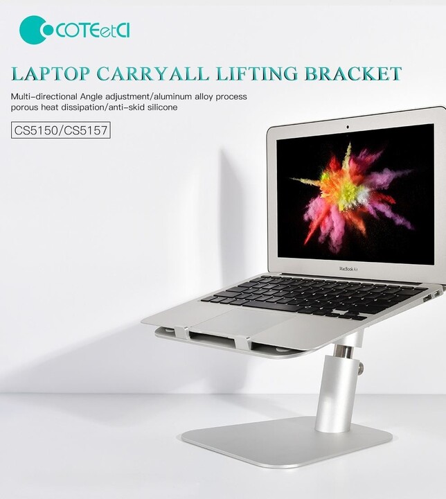 COTEetCI obousměrný podstavec pro notebook, flexibilní, hliník, stříbrná