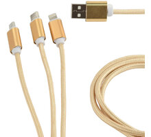 Gembird CABLEXPERT kabel USB A Male/Micro B + Type-C + Lightning, 1m, opletený, zlatá