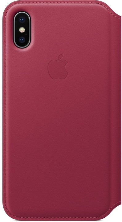 Apple kožené pouzdro Folio na iPhone X, malinová_41468030