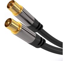 PremiumCord kabel antenní IEC, M/F, HQ, 750hm (135dB), 4x stíněný, 1.5m, černá