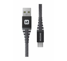 SWISSTEN odolný datový kabel USB-A - USB-C, 60W, kevlarový, 1.5m, černá 71541010