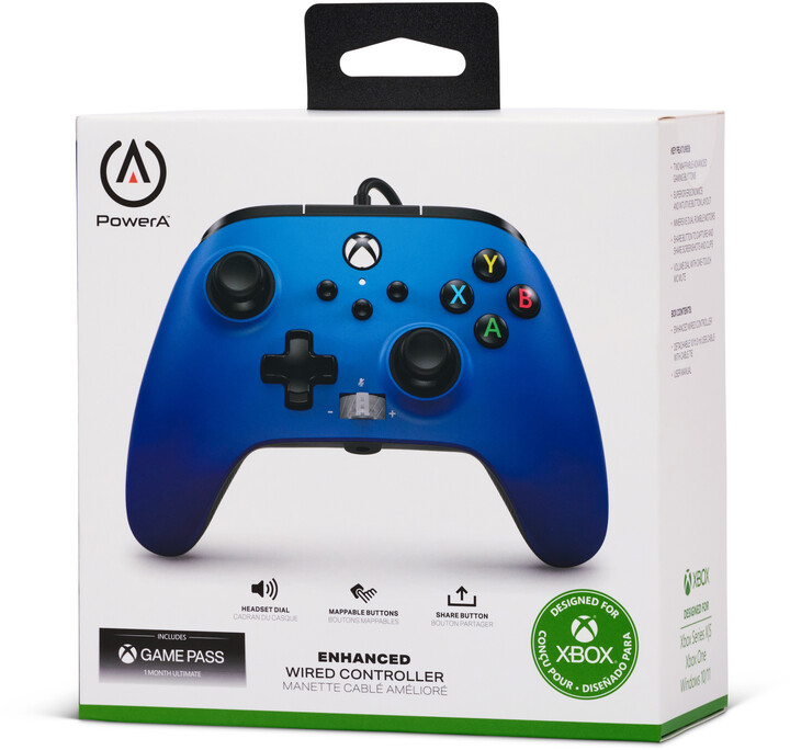 PowerA Enhanced Wired Controller, Sapphire Fade (PC, Xbox Series, Xbox ONE)_1637010926