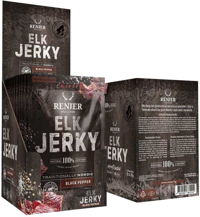 RENJER sušené maso - Jerky, losí, Black Pepper, 12x25g_524948543