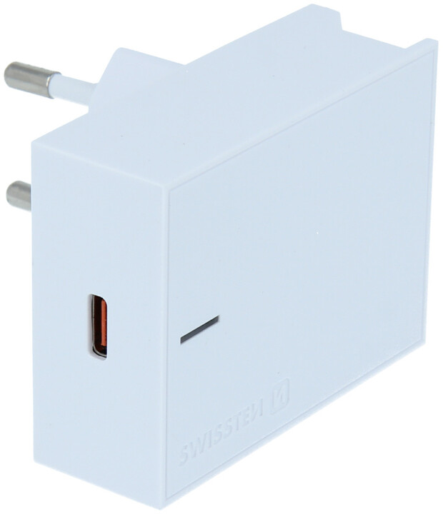 SWISSTEN síťový adaptér technologií Super Fast Charging, 25W, bílá + USB-C, M/M, 1.2m, bílá_1565812259