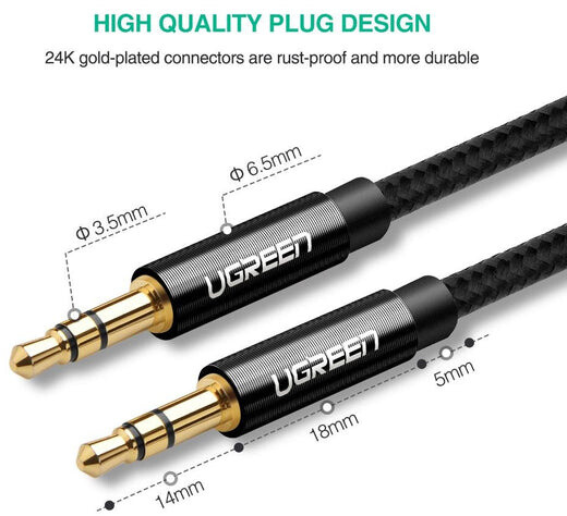UGREEN kabel 3.5mm jack (M/M), opletený, 3m, modrá_803544959