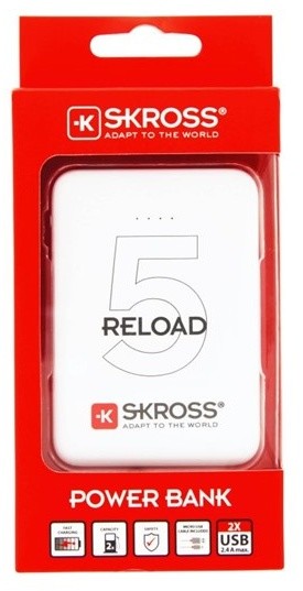 SKROSS powerbanka Reload 5, 5000mAh, 2x 2A výstup, microUSB kabel, bílá_6578283