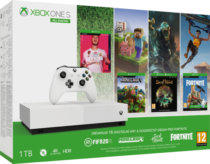 Xbox One S All-Digital, 1TB, bílá + FIFA 20, Minecraft, Fortnite, Sea of Thieves_1525588658