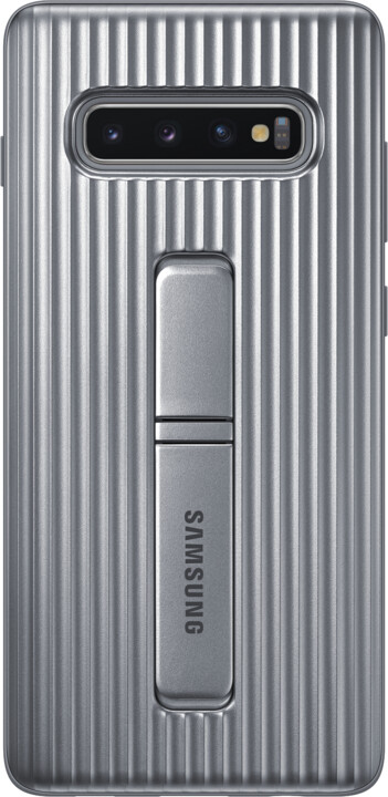Samsung zadní kryt se stojánkem pro Samsung G975 Galaxy S10+, stříbrná_1812770369