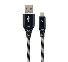 Gembird kabel CABLEXPERT USB-A - MicroUSB, M/M, opletený, PREMIUM QUALITY, 2m, černá/bílá CC-USB2B-AMmBM-2M-BW