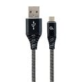Gembird kabel CABLEXPERT USB-A - MicroUSB, M/M, opletený, PREMIUM QUALITY, 2m, černá/bílá