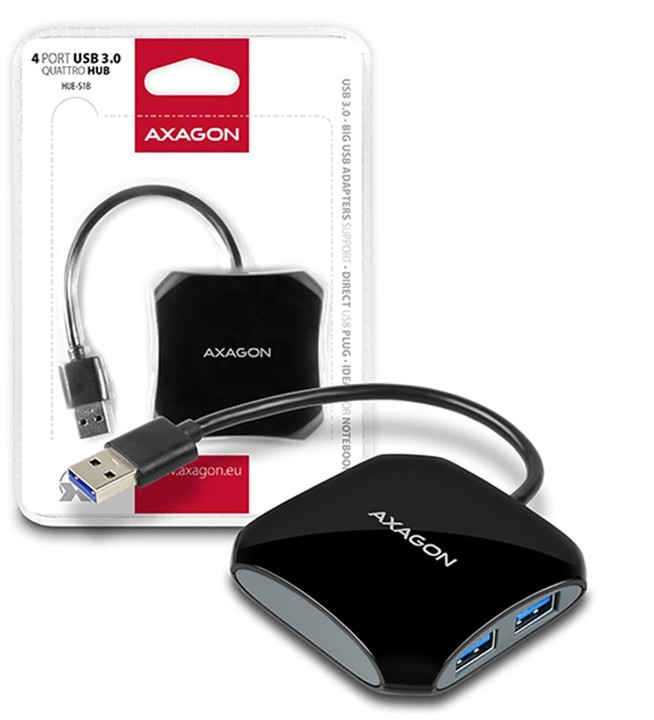 AXAGON 4x USB3.0 QUATTRO hub, 16cm kabel_1486670911