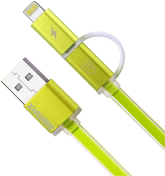 Remax Aurora 2v1 datový kabel s micro USB/lightning, zelená_1959705479