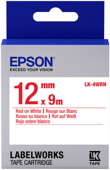 Epson LabelWorks LK-4WRN, páska pro tiskárny etiket, 12mm, 9m, červeno-bílá_1305788253