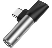Baseus 90° adaptér USB-C/USB-C + 3.5mm jack, stříbrno/černá_1669131686