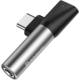 Baseus 90° adaptér USB-C/USB-C + 3.5mm jack, stříbrno/černá