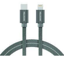 SWISSTEN textilní datový kabel USB-C - Lightning, 1,2m šedý