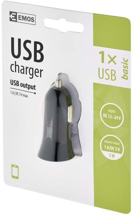 Emos Univerzální USB adaptér do auta 1A (5W) max._1629597833