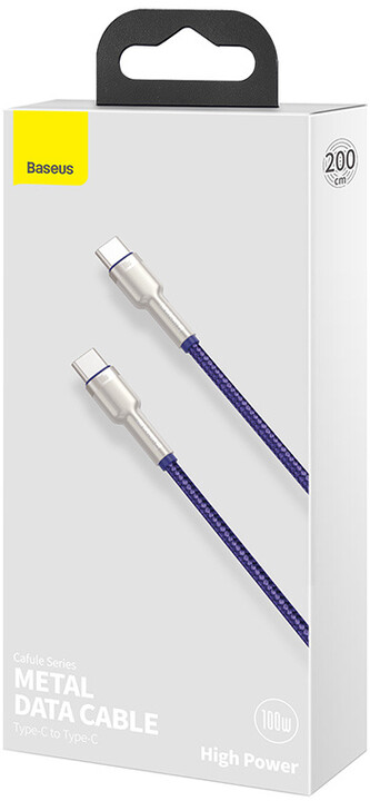 BASEUS kabel Cafule USB-C - USB-C, nabíjecí, datový, 100W, 2m, fialová_2044321856