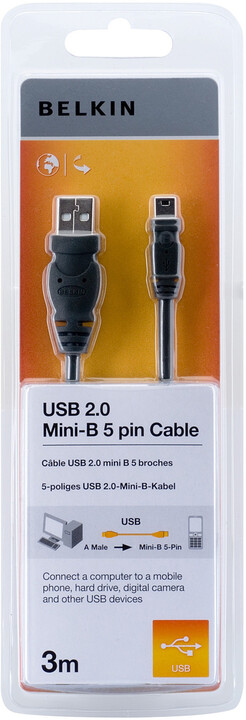 Belkin USB 2.0 kabel A-miniB (5pin), standard, 3 m_523366595