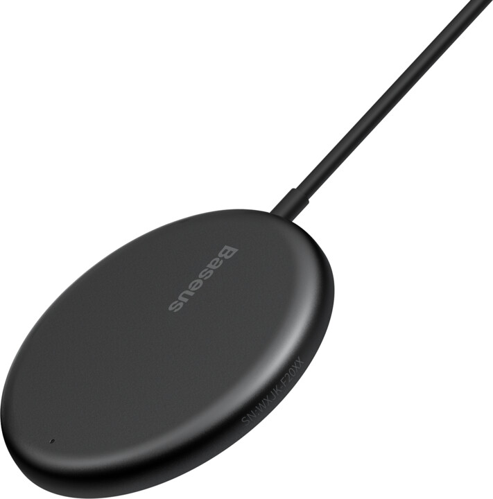 Baseus bezdrátová nabíječka Simple Mini Magnetic, 15W, černá + USB-C kabel, PD, 1.5m