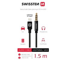 SWISSTEN audio adaptér Lightning - jack 3.5mm, 1.5m, černá 73501213