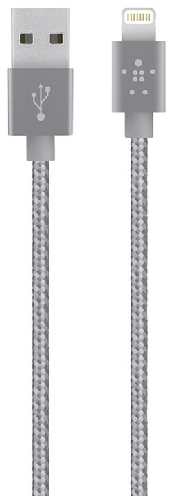 Belkin Synchronizační Premium Lightning kabel 1.2m, stříbrná_1940961736