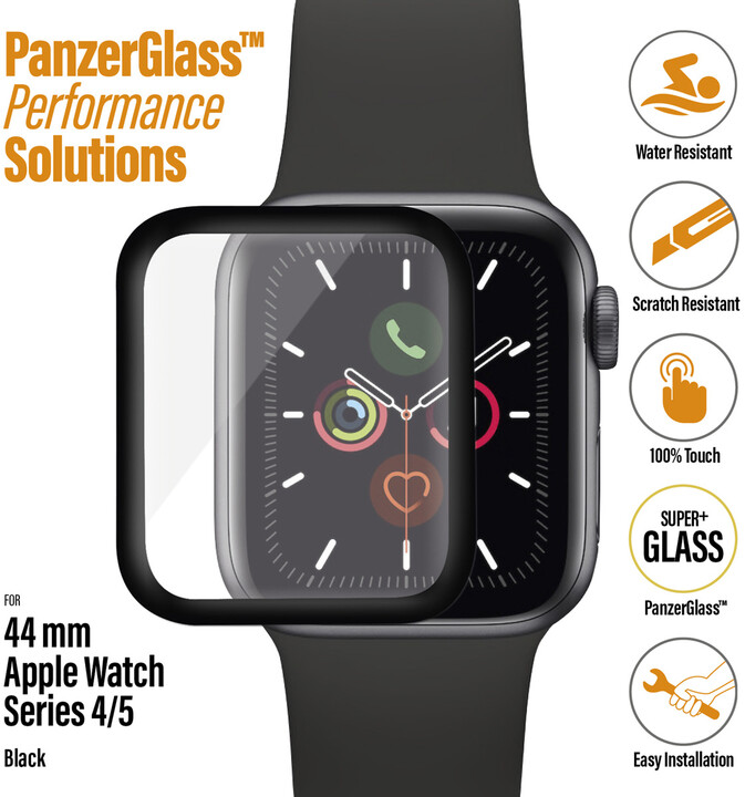 PanzerGlass ochranné sklo SmartWatch pro Apple Watch 4/5/6/SE, antibakteriální, 44 mm, černá_1957249388