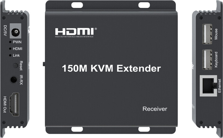 PremiumCord HDMI KVM extender na 150m přes jeden kabel Cat5e/Cat6, FULL HD 1080p_383399378